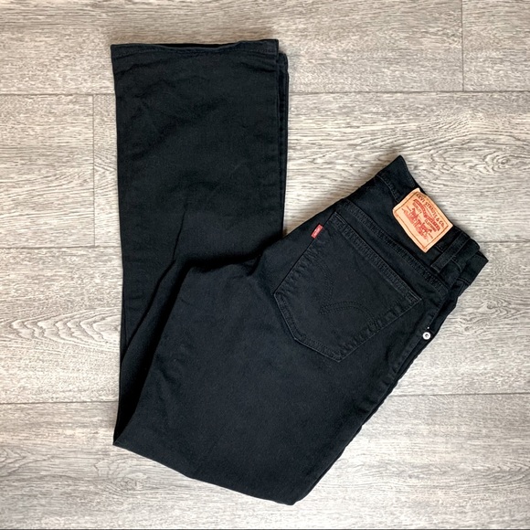 Retro Levi’s Jeans’S 550 mid-rise black wash bootcut fit Sz 29/ 8 rigid cotton - Picture 2 of 13
